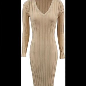 Nude ribbed maxi dress